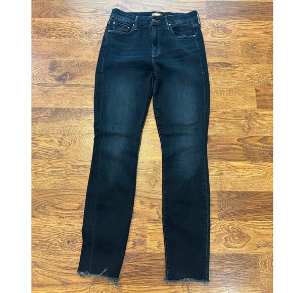 Mother Jeans The Looker Ankle Fray Dark Wash Size 25 Lux Comfortable Jeans - Picture 1 of 12